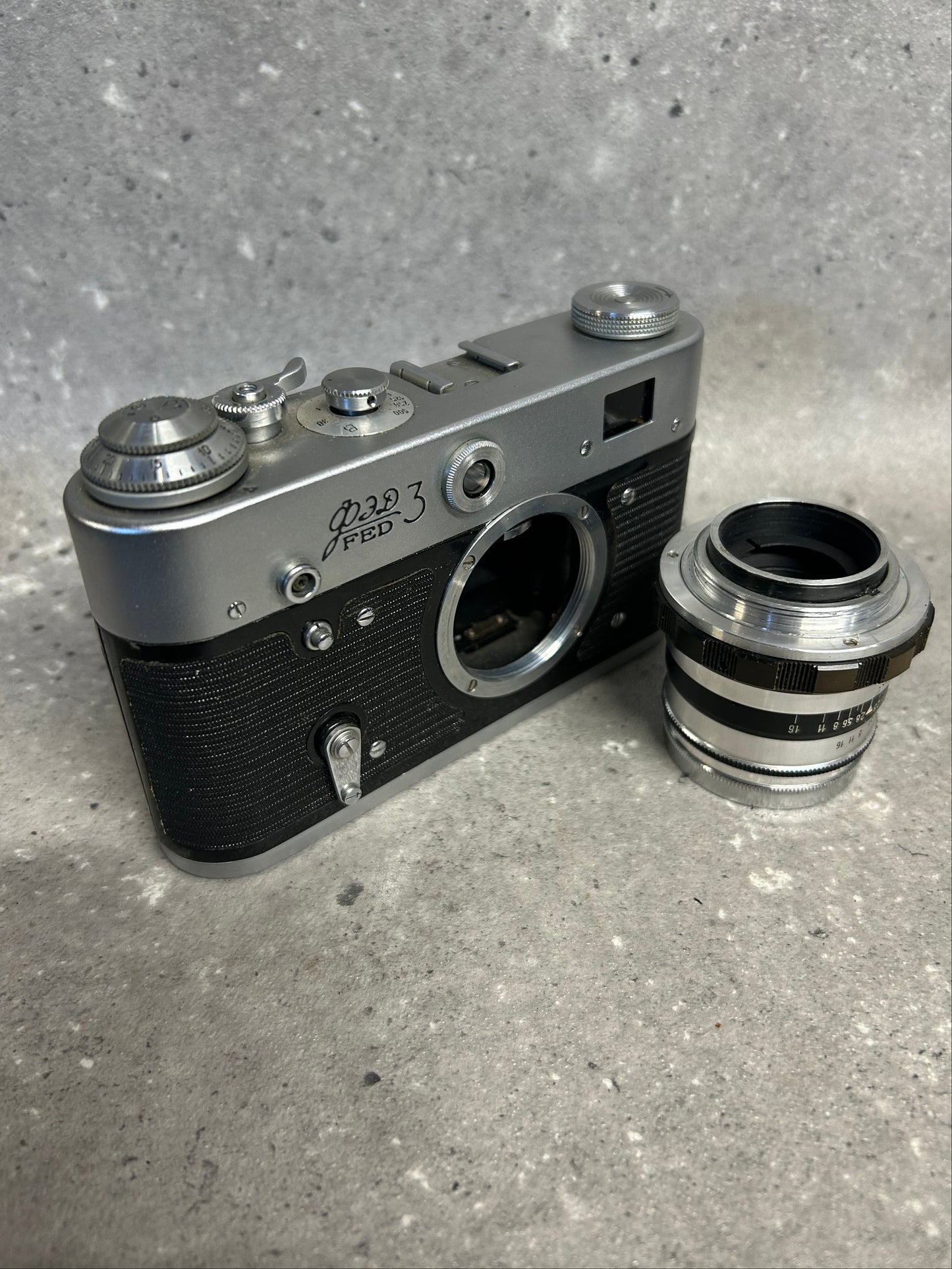 Fed-3 Soviet Rangefinder 55mm Camera ft 3.6 / 60 and BDB 40.5 / 38 Filter