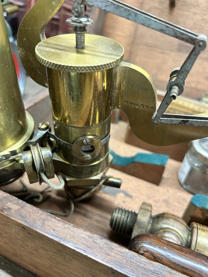 Original Elliott Bros Patent Antique Steam Engine Indicator Tool Boxed