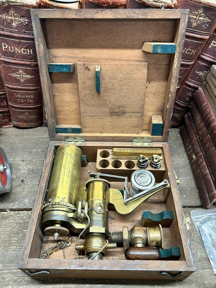 Original Elliott Bros Patent Antique Steam Engine Indicator Tool Boxed