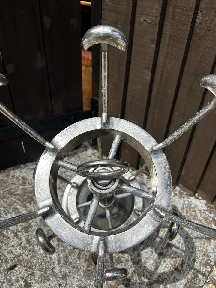 Vintage French Chrome Rotating Shoe Rack Two-Tier Silver Style Modern