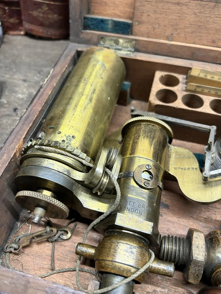 Original Elliott Bros Patent Antique Steam Engine Indicator Tool Boxed