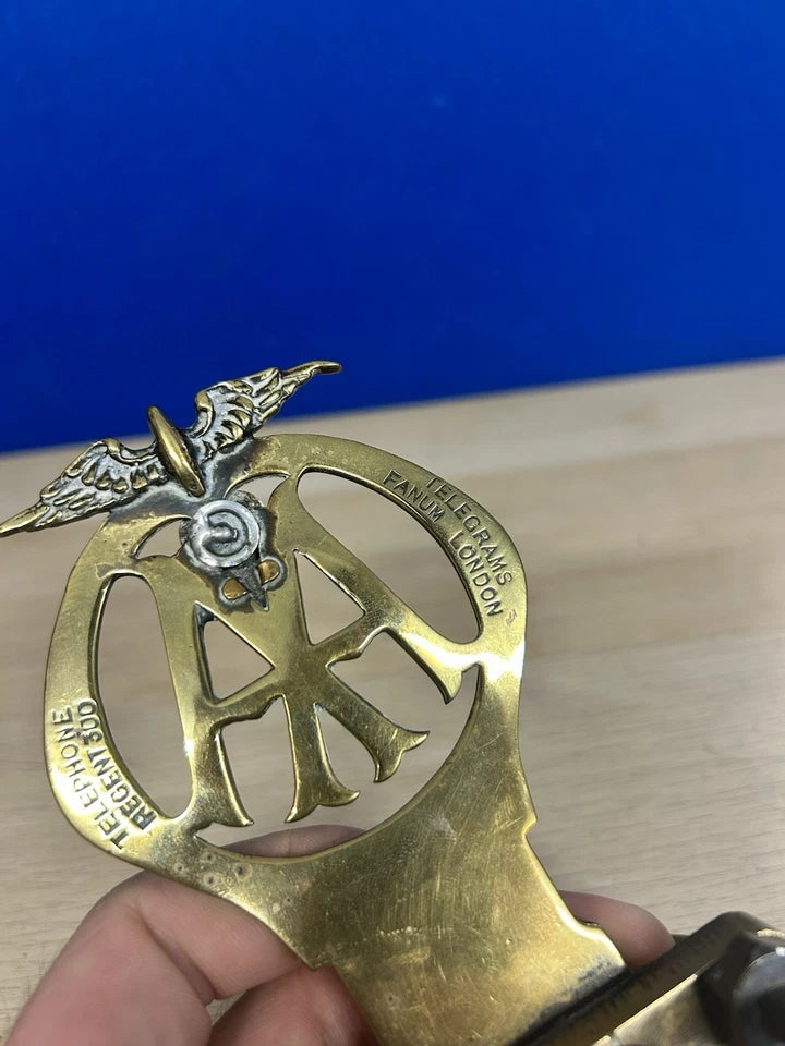 Vintage Original Brass AA ‘140671’ Blue Heart 1914/ 1915 Motorcycle Bonnet Badge