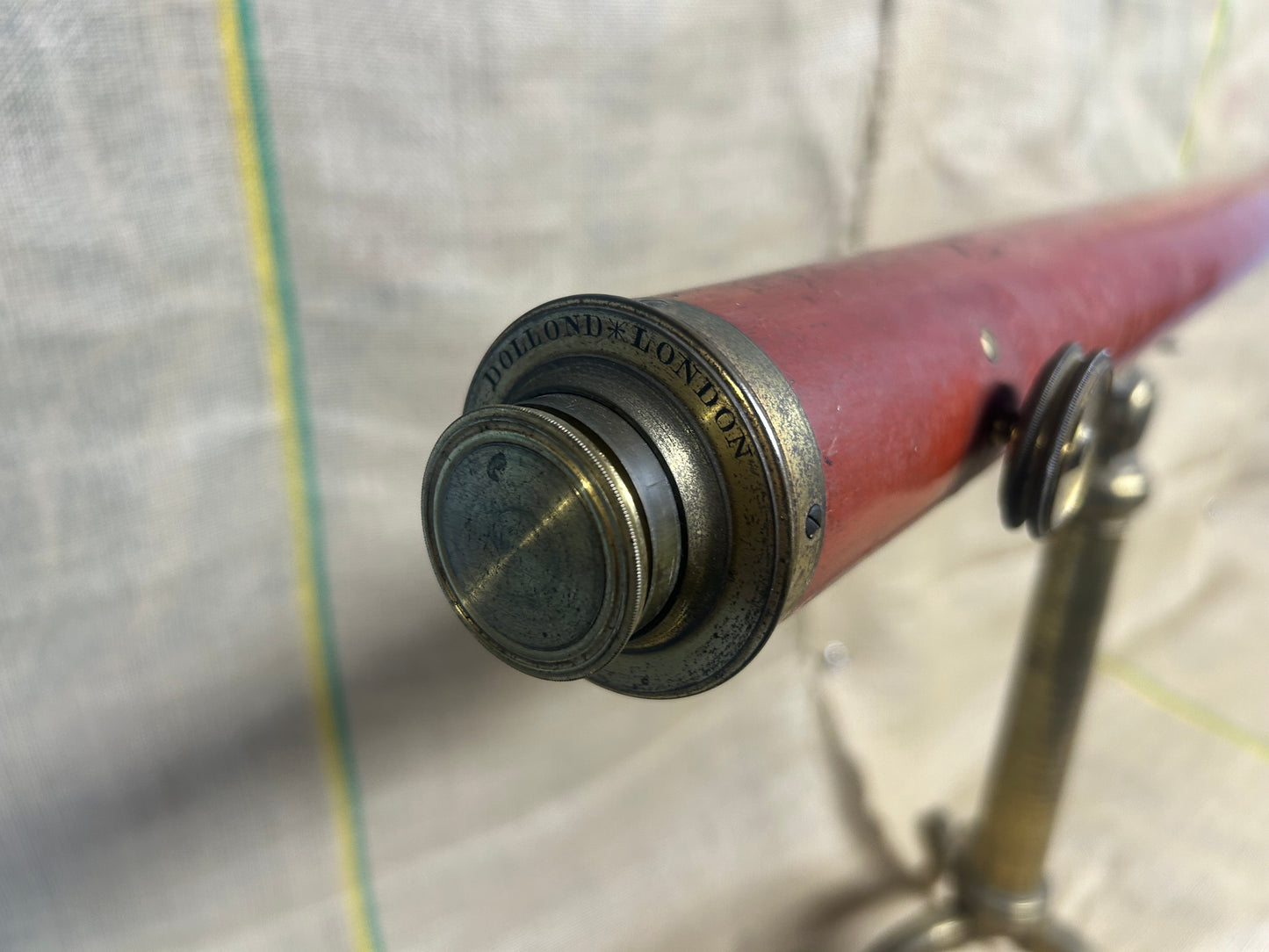 Dollond London Wooden Brass Telescope on Tripod Stand