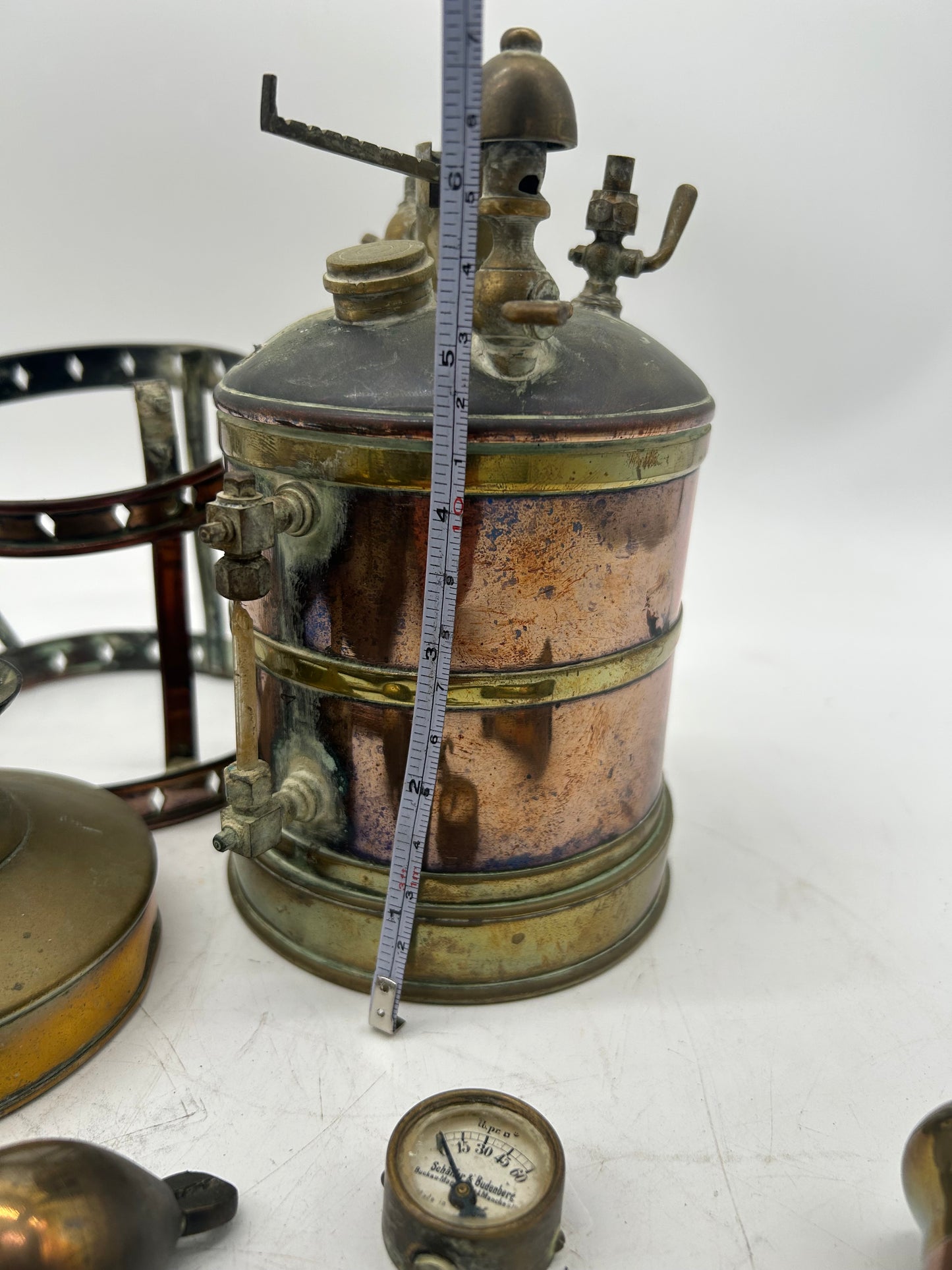 Antique Brass & Copper Mounted Boiler and Horizontal Engine