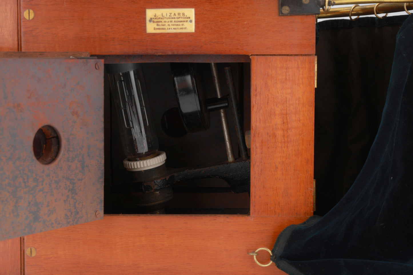 Fine Brass and Mahogany 'J. Lizars' Opticians Magic Lantern