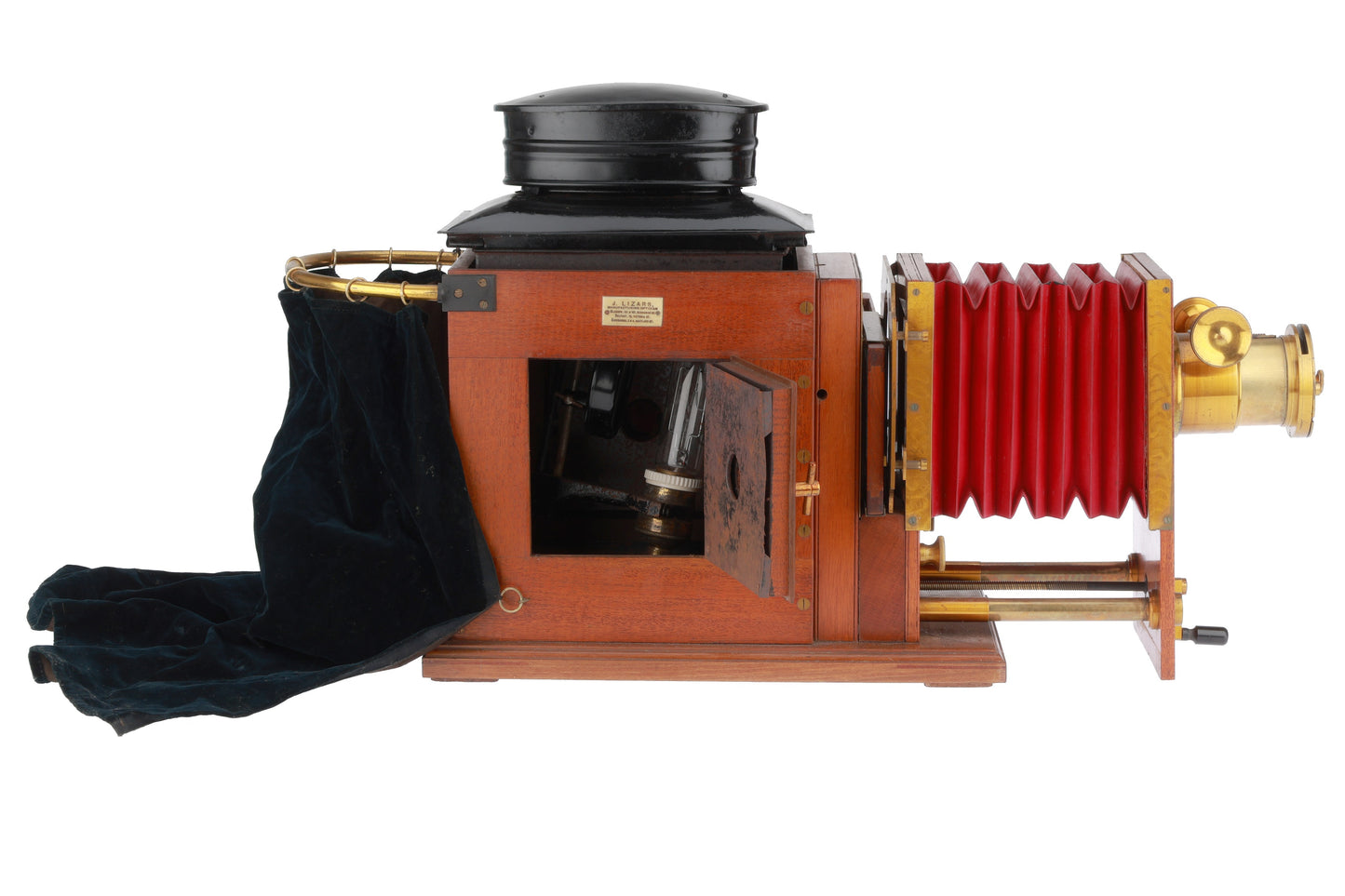 Fine Brass and Mahogany 'J. Lizars' Opticians Magic Lantern