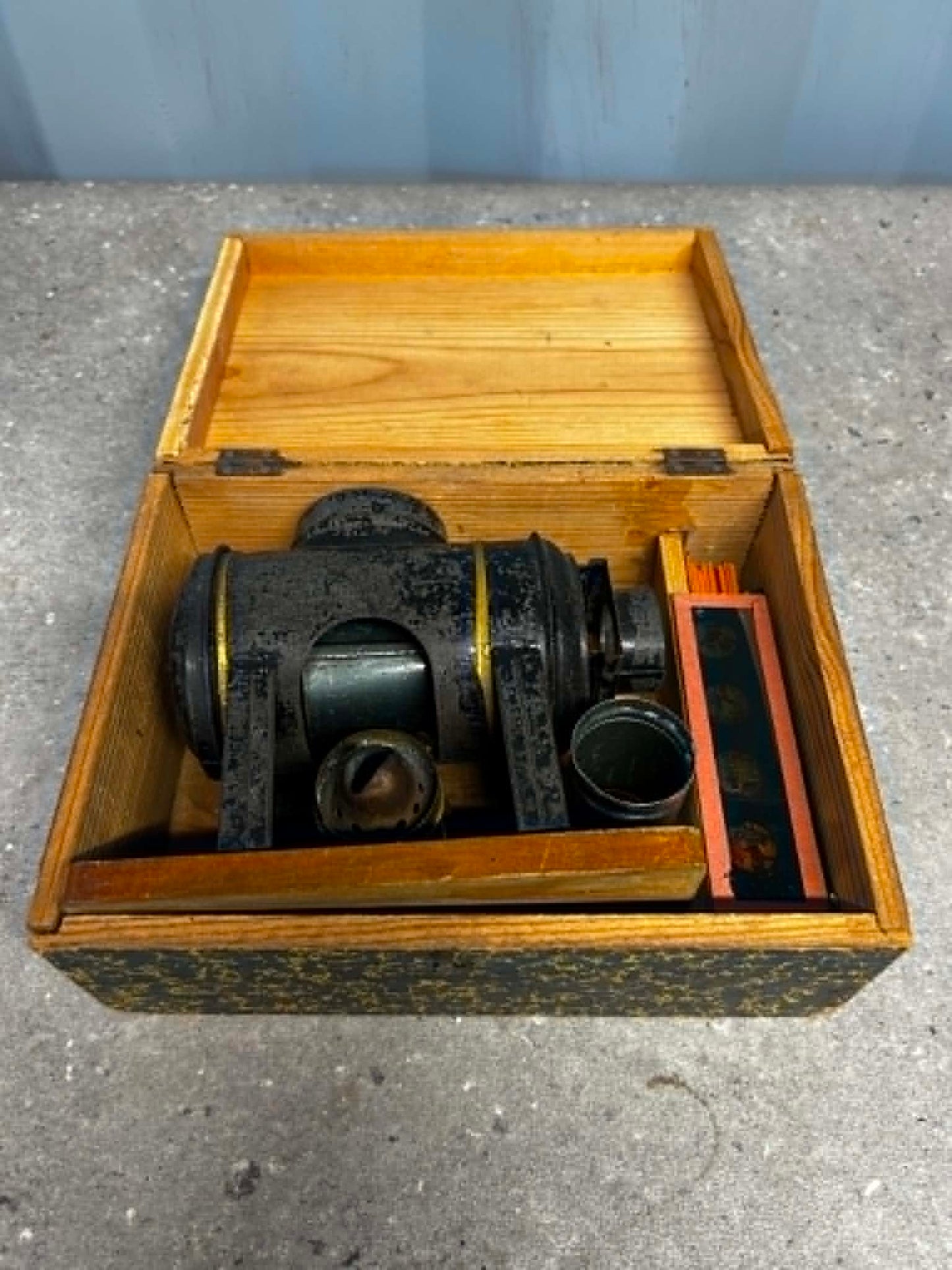 Merkelbach & Co. No. 490 Magic Lantern Projector w/ Box & Slides