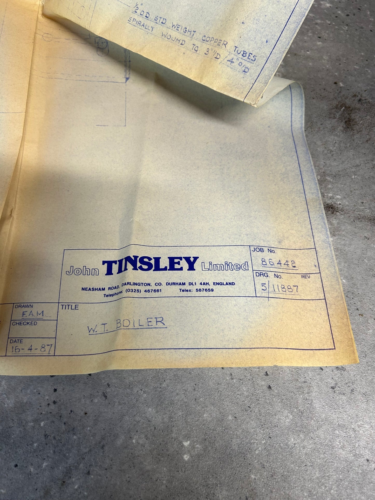 John Tinsley Ltd. (Darlington, 1987) W. T. Horizontal Blackstaff Marine Boiler (Part-Built)