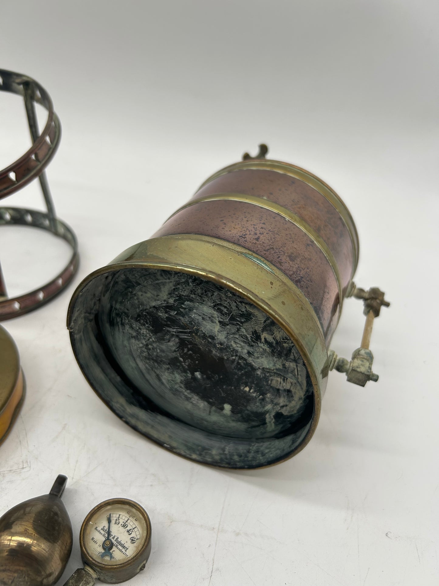 Antique Brass & Copper Mounted Boiler and Horizontal Engine