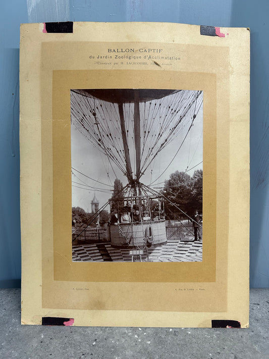 Antique French "Ballon Captif" Photograph (Albumen), Paris