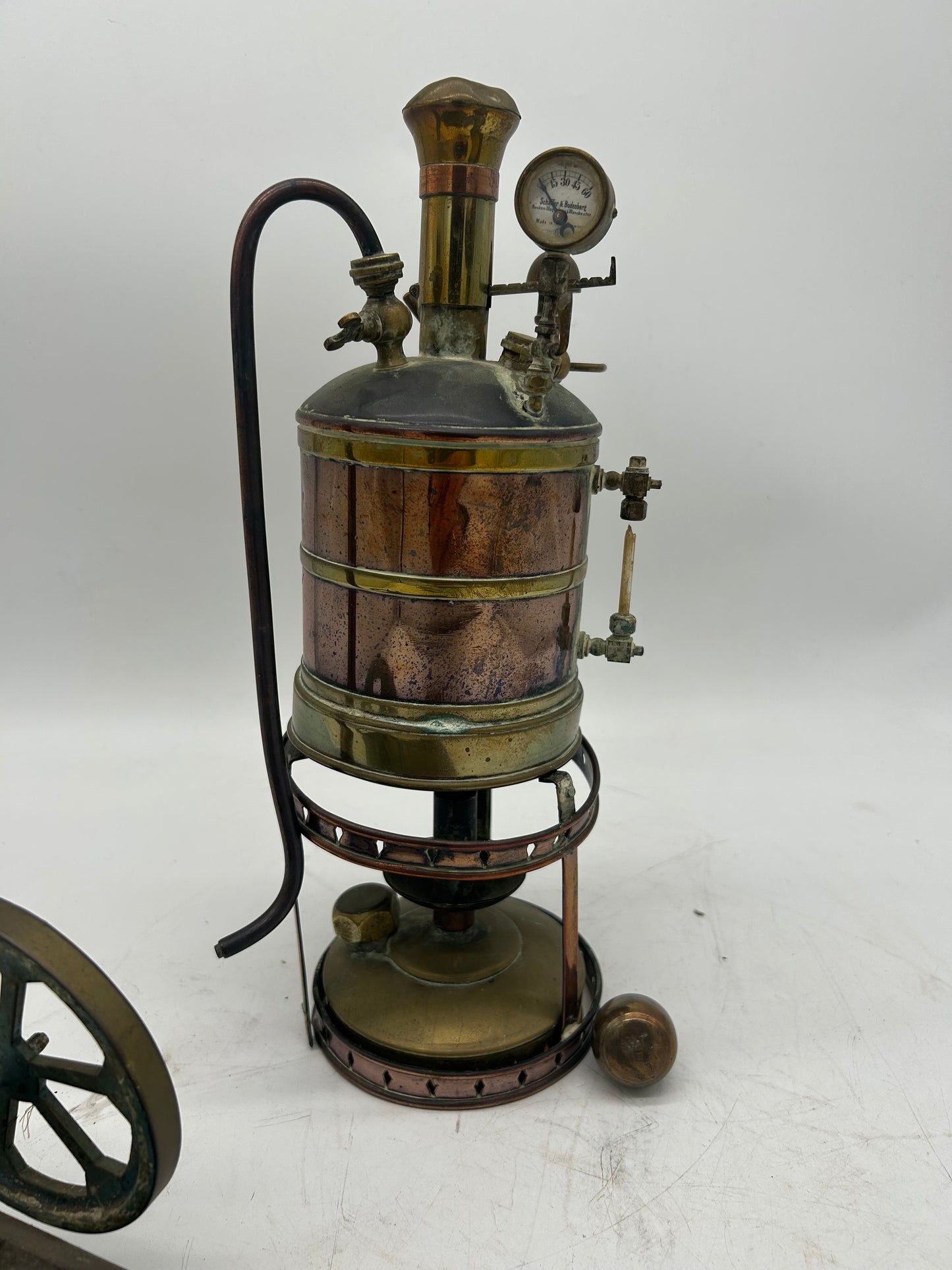 Antique Brass & Copper Mounted Boiler and Horizontal Engine