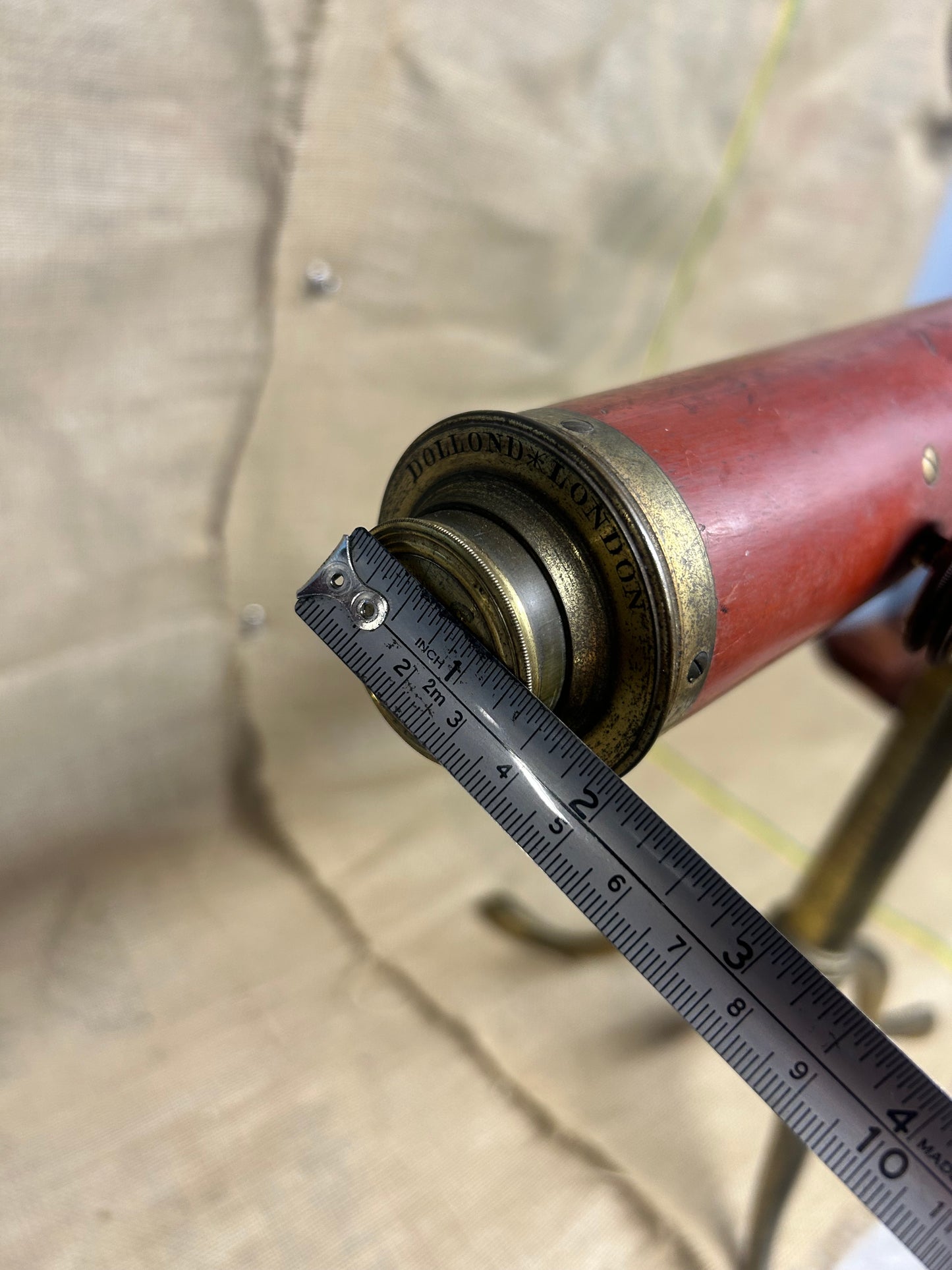 Dollond London Wooden Brass Telescope on Tripod Stand