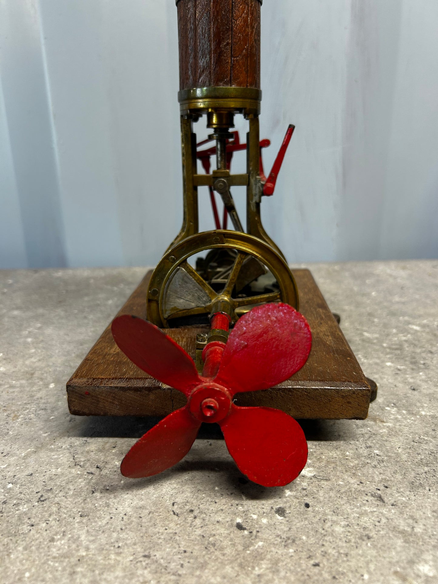 Antique Vertical Marine Engine Model w/ Propeller