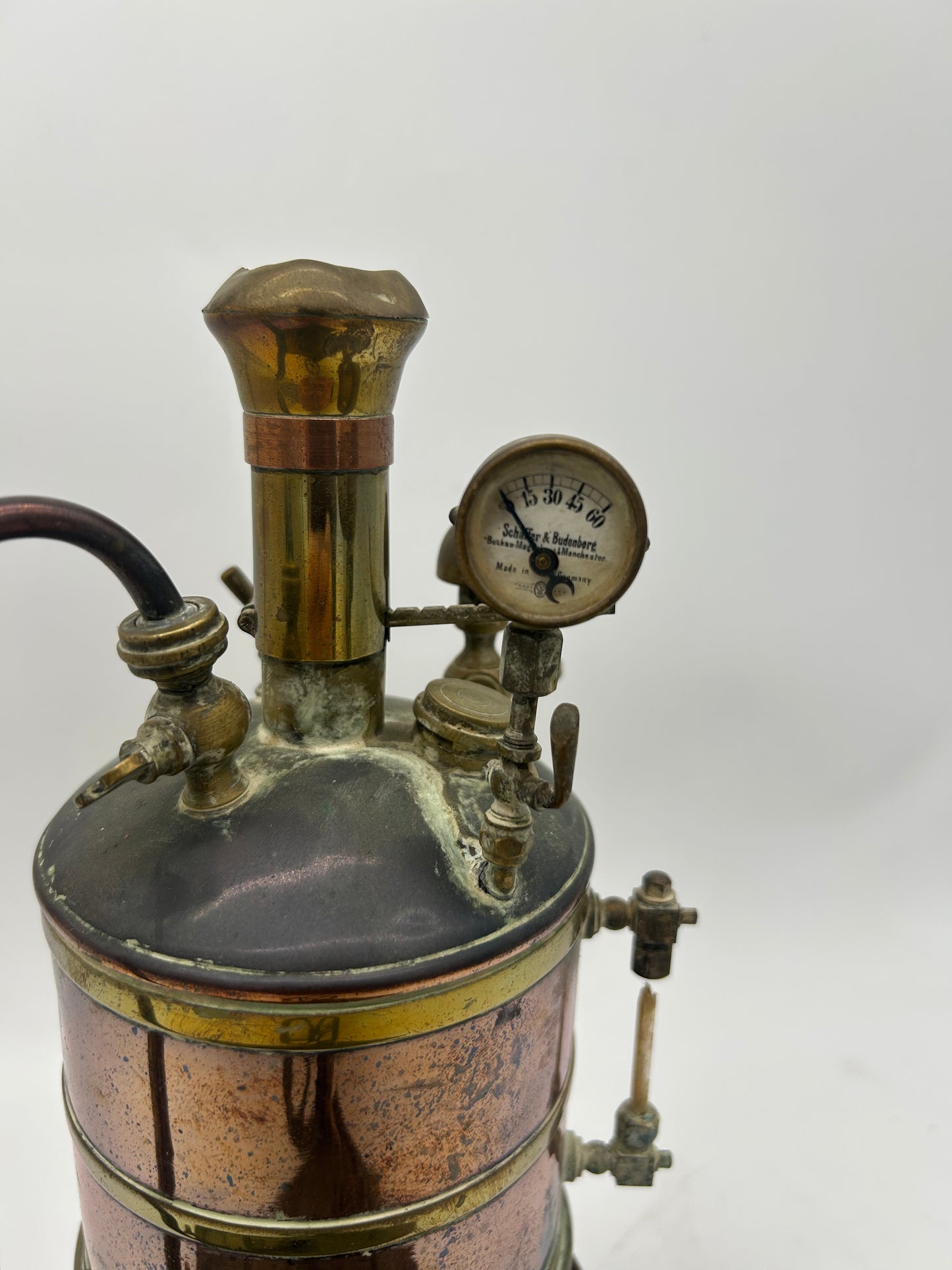 Antique Brass & Copper Mounted Boiler and Horizontal Engine