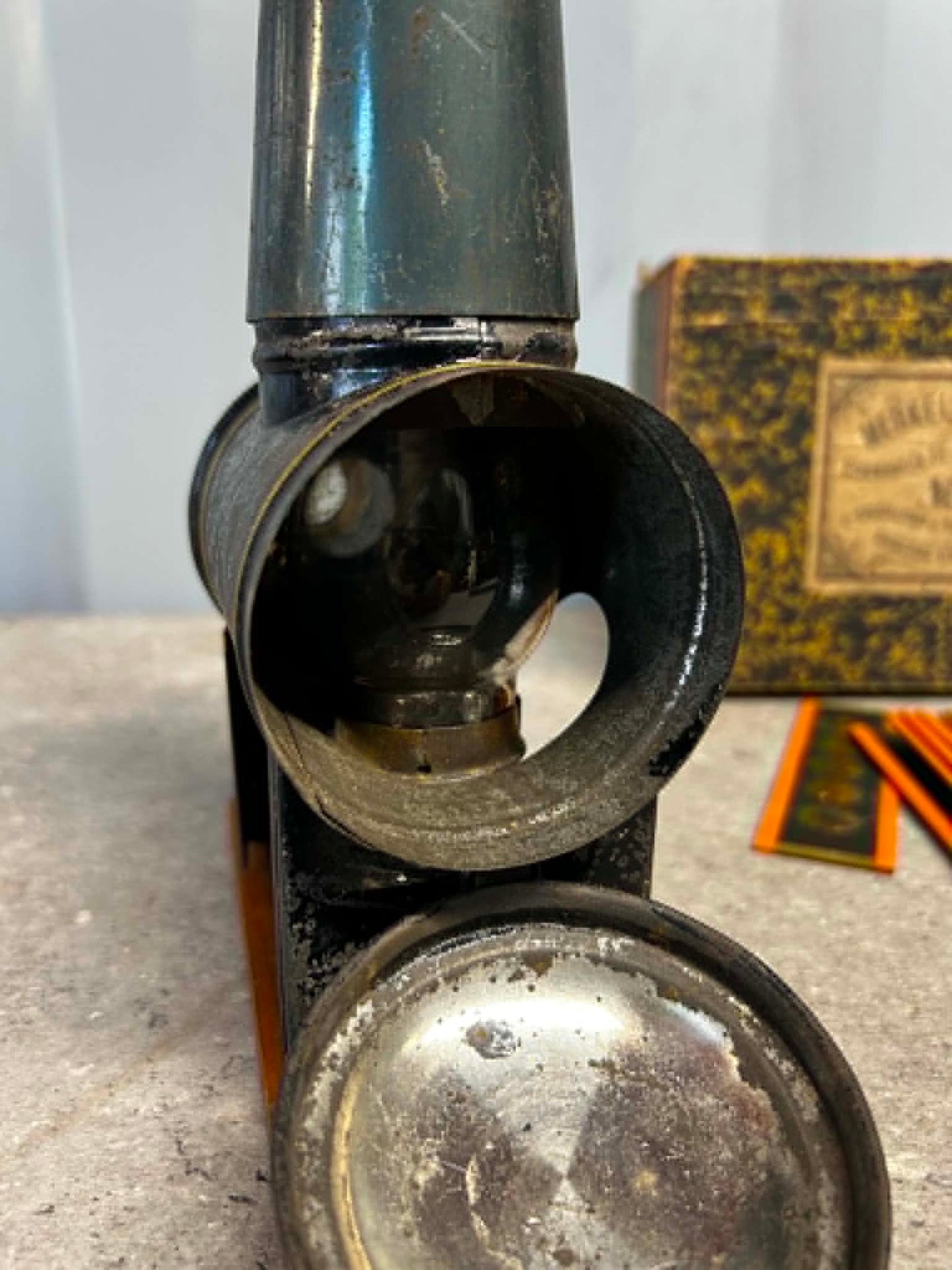 Merkelbach & Co. No. 490 Magic Lantern Projector w/ Box & Slides