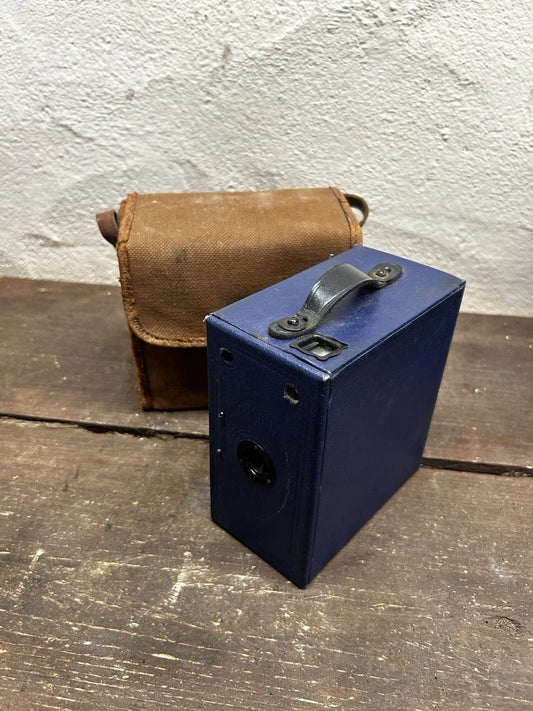 Houghton Butcher Ensign E29 Box Camera Blue Vintage
